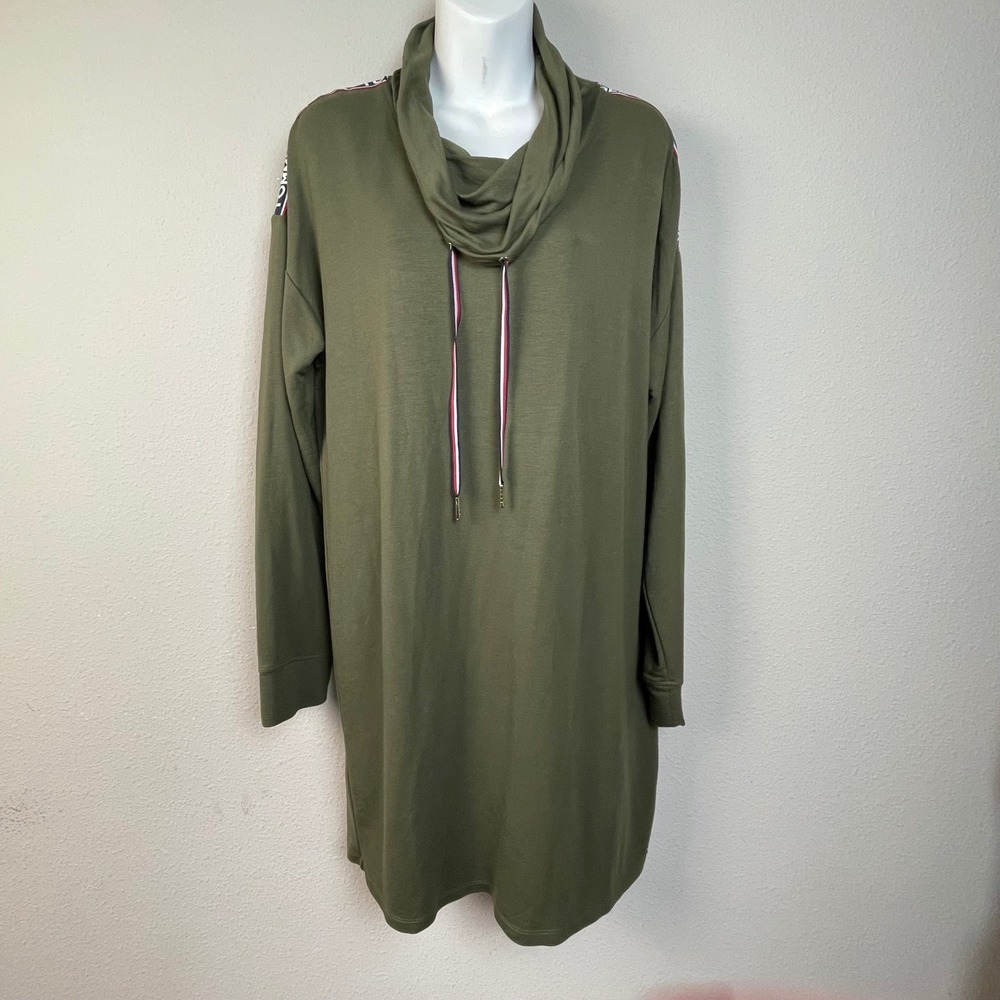 Tommy Hilfiger Olive Green Cowl Neck Long Sleeve Tunic Dress Women's Size M